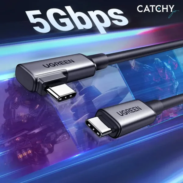 UGREEN Right Angle USB-C to USB-C Link Cable 5m (Black) 90629 a