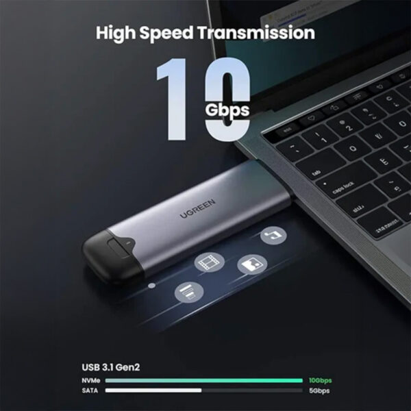 UGREEN USB-C USB-A M.2 M-Key Hard Drive Enclosure 10G (70532)
